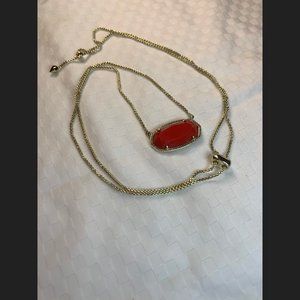 Kendra Scott Delaney Necklace Gold - Bright Red